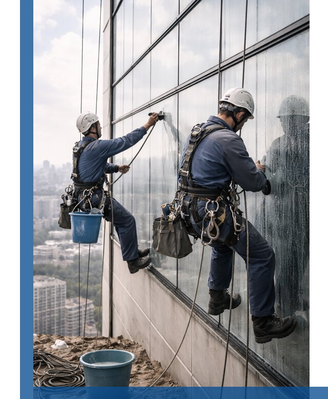 Профессиональная мойка фасадных окон альпинистами в Алейске