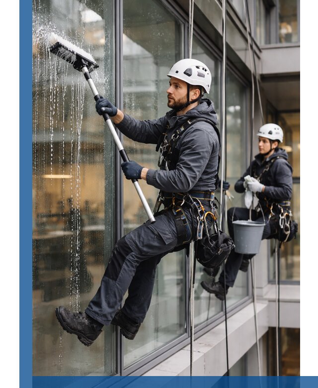 Профессиональная мойка витражей промышленными альпинистами в Алейске