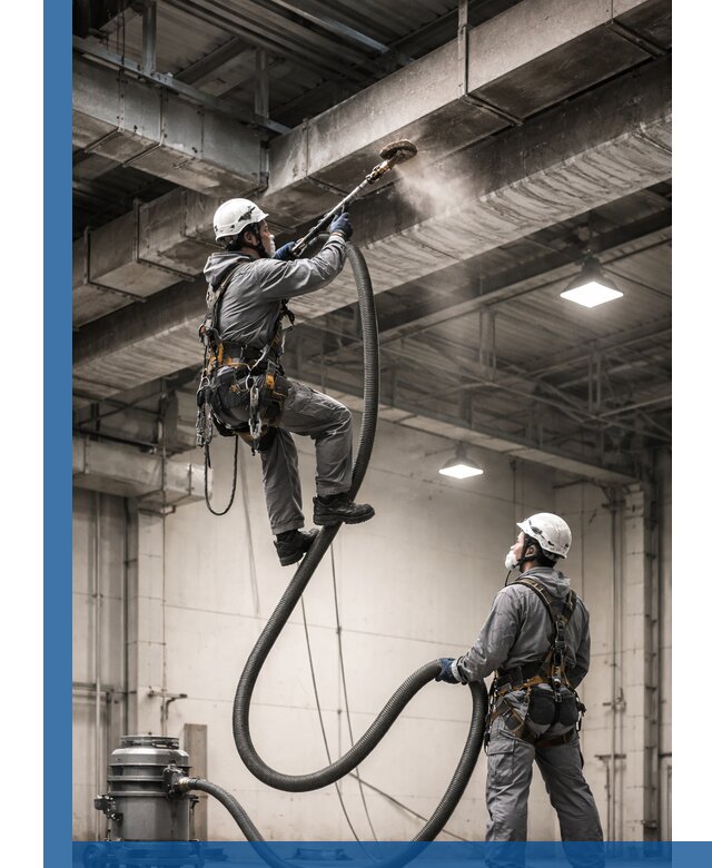 Обеспыливание потолочных конструкций в Алейске промышленным альпинизмом