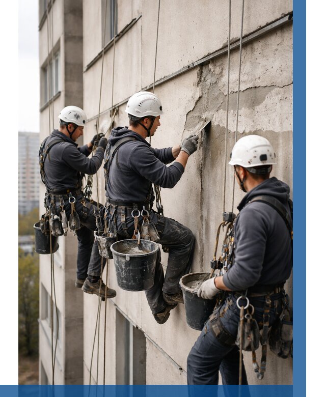 Ремонт бетонных элементов фасада в Алейске от 2578 р. | ВЫСОТНИК-Лук