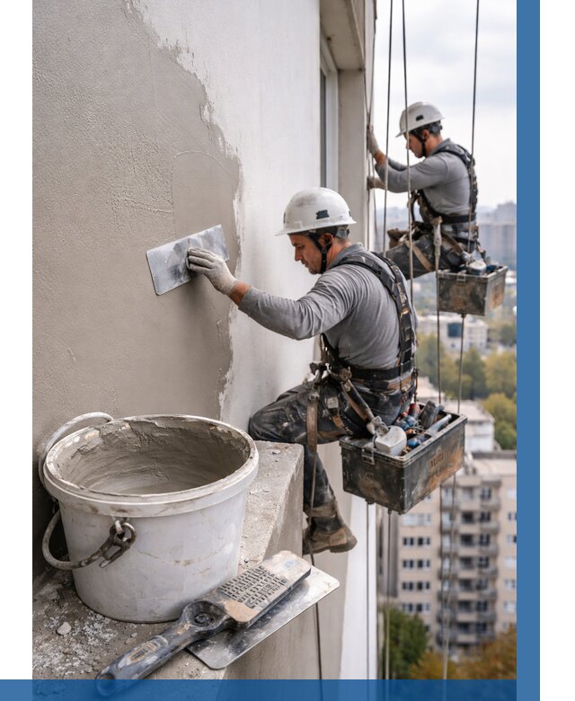 Шпаклевка фасада на высоте в Алейске от 722 р. | ВЫСОТНИК-Лук