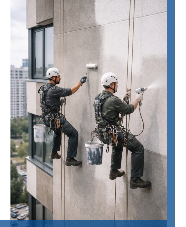 Покраска фасада альпинистами в Алейске от 309 р. | ВЫСОТНИК-Лук