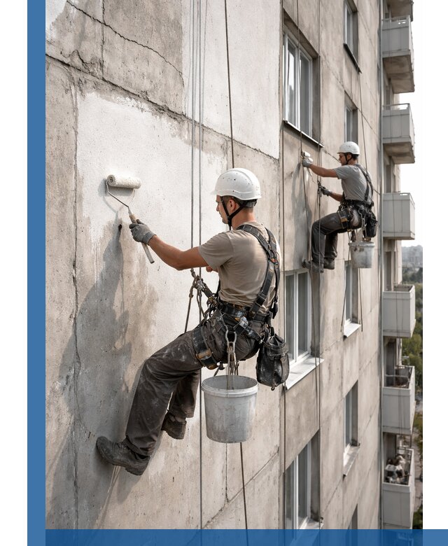 Покраска бетонного фасада в Алейске для жилых и промышленных объектов