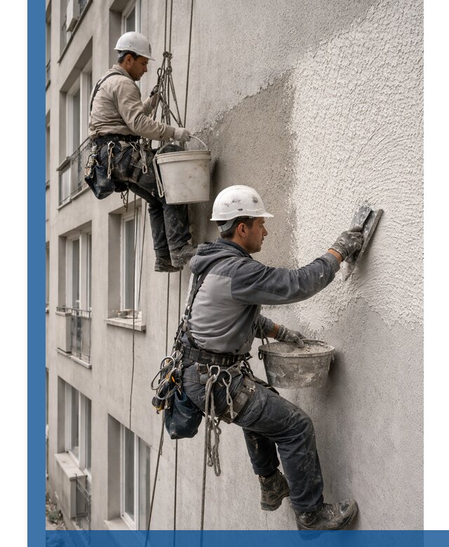 Нанесение декоративной штукатурки короед на фасад в Алейске