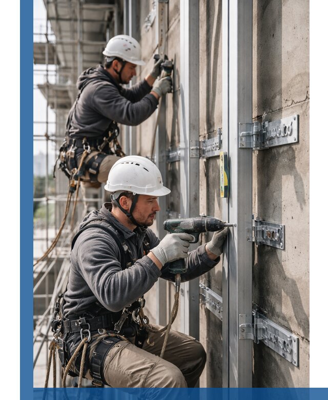 Монтаж и крепление подсистемы вентфасада в Алейске