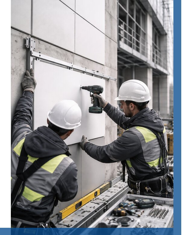 Монтаж композитных панелей фасада в Алейске от 2578 р. | ВЫСОТНИК-Лук