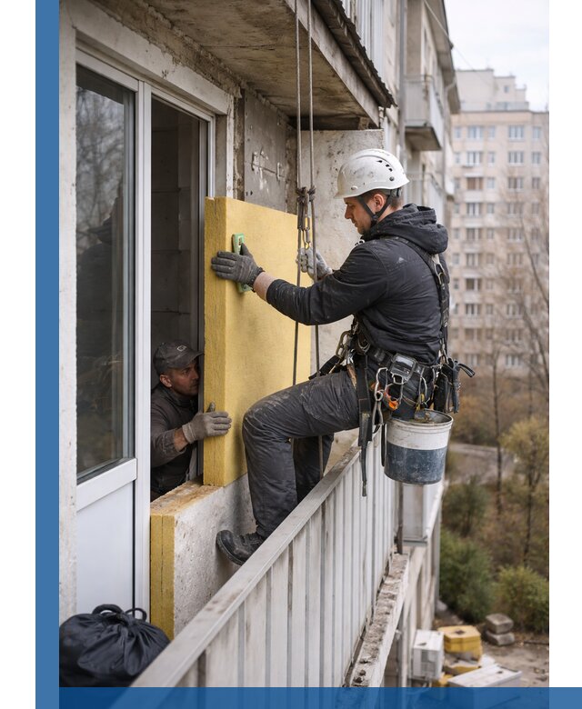 Профессиональное утепление балкона снаружи в Алейске под ключ