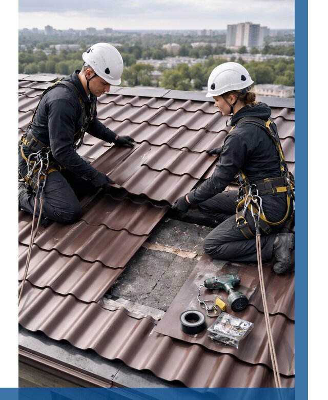 Ремонт металлочерепицы на крыше в Алейске от 928 р. | ВЫСОТНИК-Лук