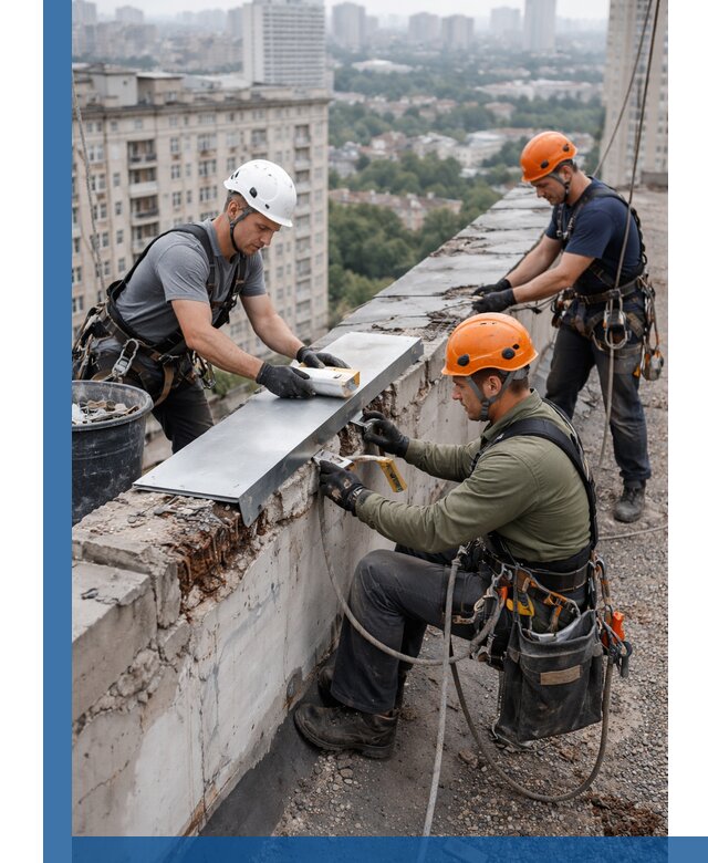 Ремонт парапета на кровле в Алейске, высотные работы с гарантией