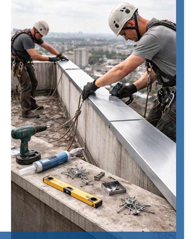 Монтаж парапетных крышек в Алейске от 825 р. | ВЫСОТНИК-Лук