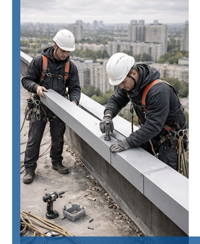 Монтаж парапетных крышек и ограждений кровли в Алейске