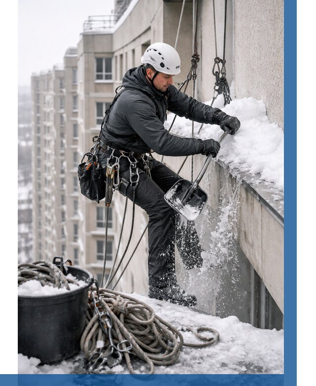 Очистка карнизов от снега в Алейске от 309 р. | ВЫСОТНИК-Лук