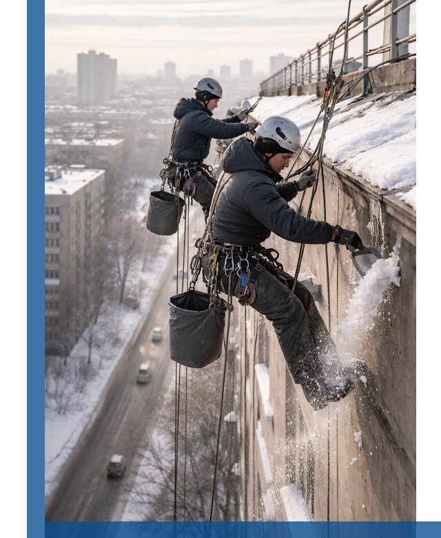 Очистка карнизов от снега в Алейске профессионально и безопасно