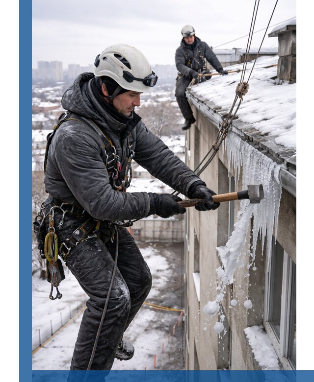 Сбивание и удаление сосулек с крыши в Алейске безопасно