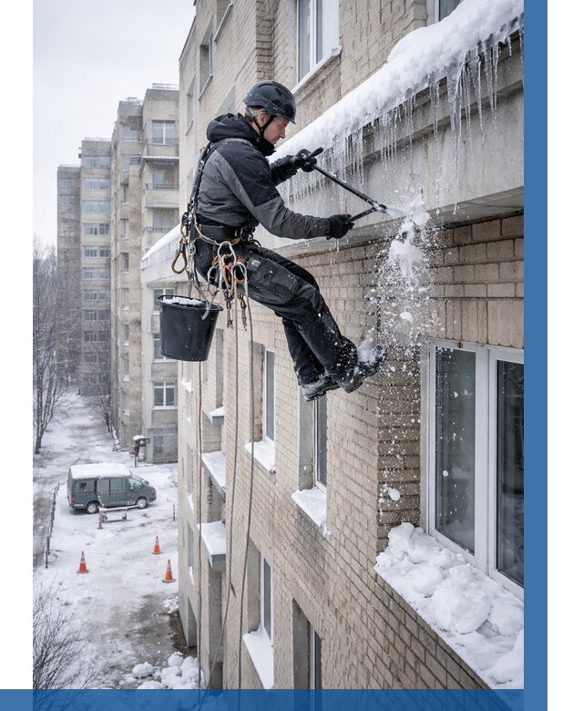 Удаление наледи с карнизов в Алейске от 361 р. | ВЫСОТНИК-Лук