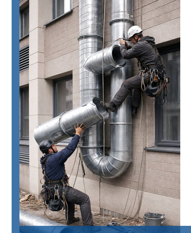 Монтаж фасадных воздуховодов в Алейске с герметизацией и крепежом