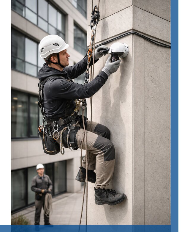 Монтаж камер видеонаблюдения на фасаде в Алейске от 8764 р.-ВЫСОТНИК-Лук