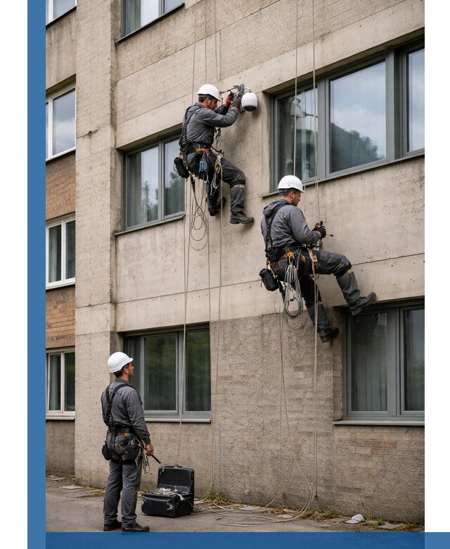 Монтаж фасадных камер видеонаблюдения в Алейске под ключ
