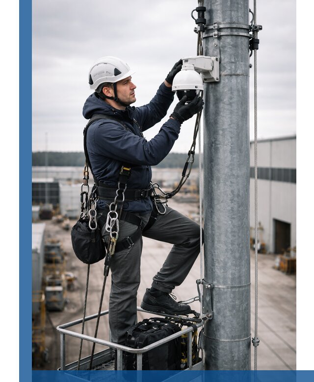 Профессиональная установка видеокамер на мачте в Алейске