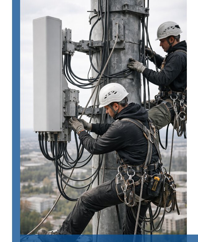 Монтаж оборудования связи на мачте в Алейске с пусконаладкой