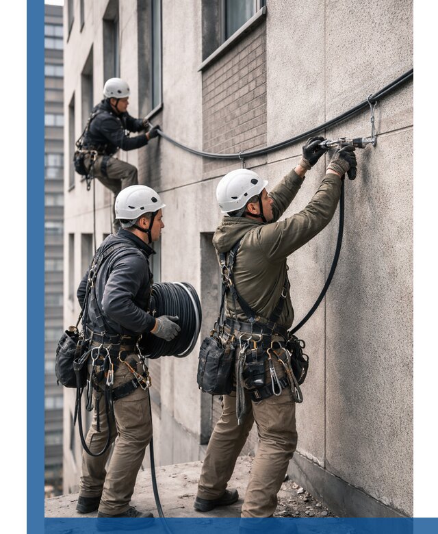 Прокладка кабеля по фасаду в Алейске, профессиональный монтаж