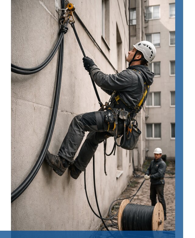 Протяжка кабеля питания на высоте в Алейске от 464 р. | ВЫСОТНИК-Лук