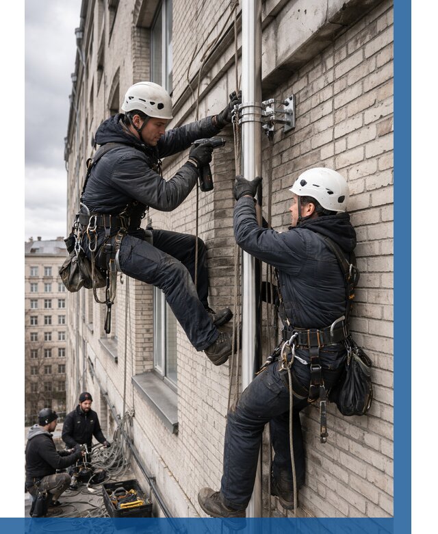 Монтаж флагштока на здании в Алейске от 6702 р. | ВЫСОТНИК-Лук