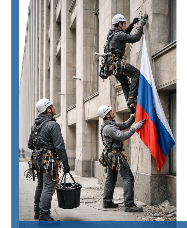 Профессиональная установка флагов на фасаде в Алейске