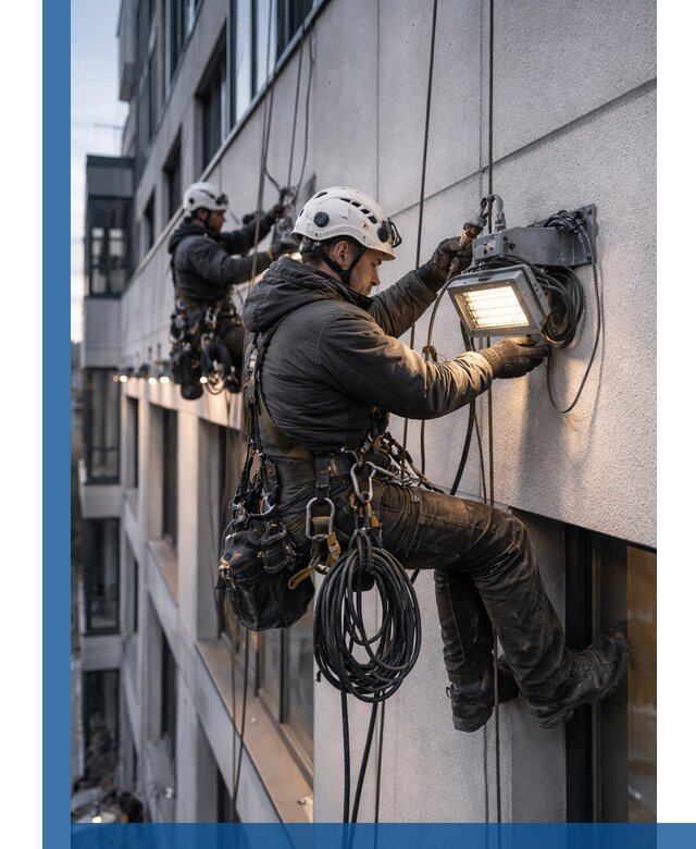 Монтаж фасадного освещения в Алейске установка и подключение