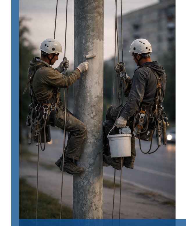 Покраска опор освещения и антикоррозийная защита в Алейске