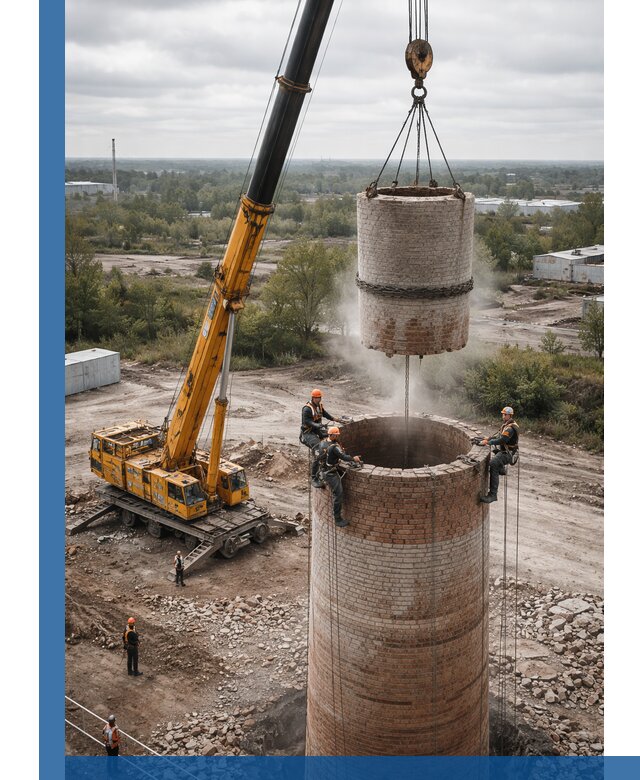 Демонтаж дымовой трубы в Алейске с гарантиями безопасности