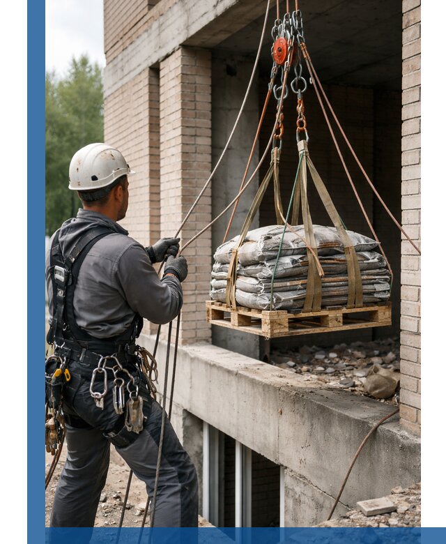 Подъем материалов на этаж веревками в Алейске оперативно