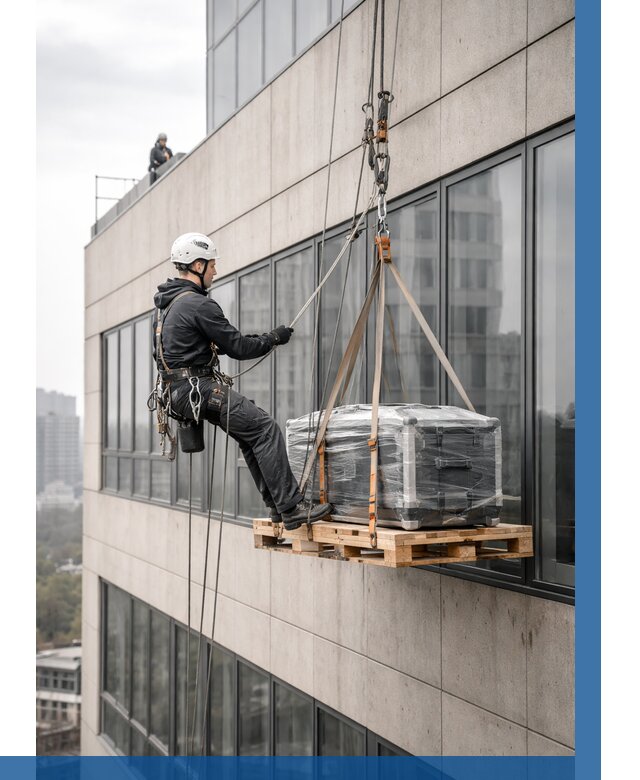 Спуск груза по фасаду в Алейске от 3609 р. | ВЫСОТНИК-Лук