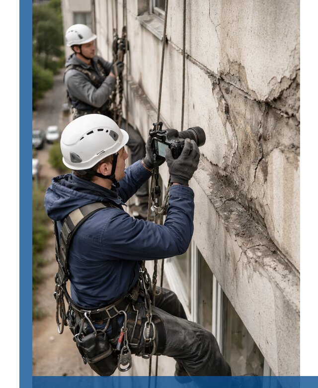 Фотофиксация дефектов фасада с высотной съемкой в Алейске