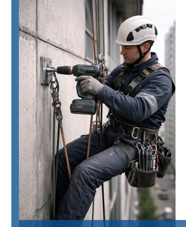 Установка анкерных точек для высотных работ в Алейске